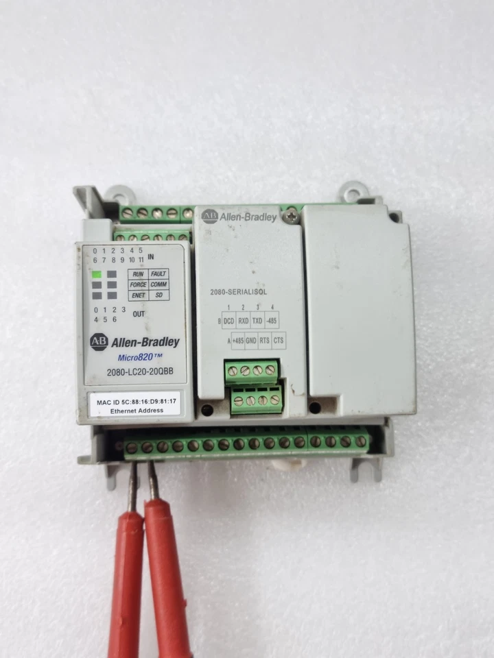 Allen Bradley Micro820 2080-LC20-20QBB With 2080-Serialisol EtherNet Ip Plc(Run)